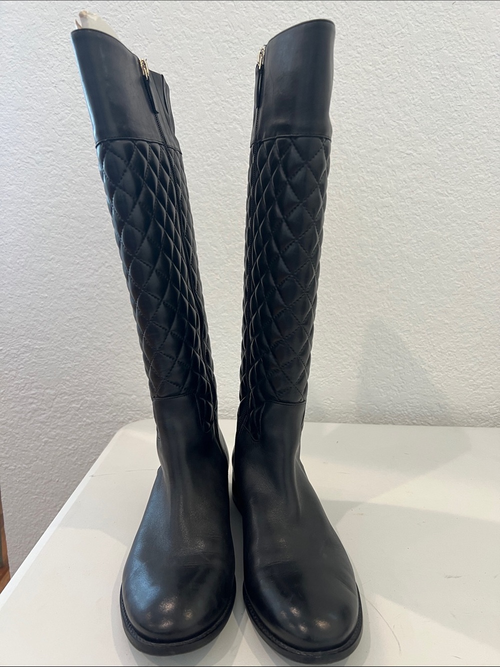 Talbots Black Quilted Knee-High Riding Boots - Picture 1 of 7